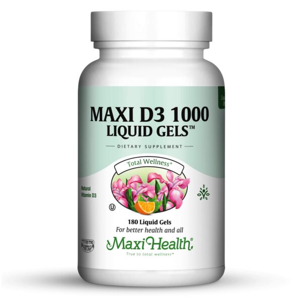 Maxi Health Vitamina D3 1000 UI cápsulas blandas paquete