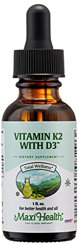 Maxi Health gotas vitaminas D3 y K2 MK-7 suplemento líquido 1 oz