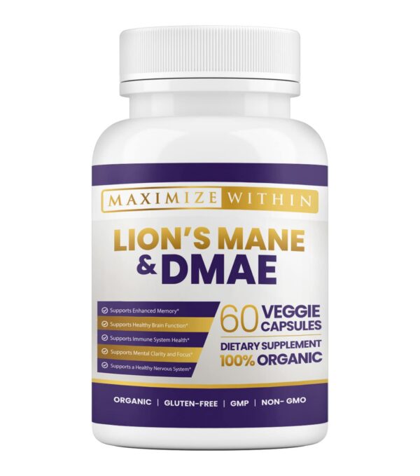 Frasco frontal de Maximum Slim Lion's Mane y DMAE