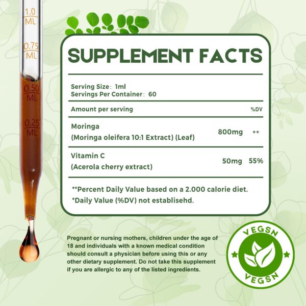 Vista lateral de la botella MaxuraFit Moringa Drops