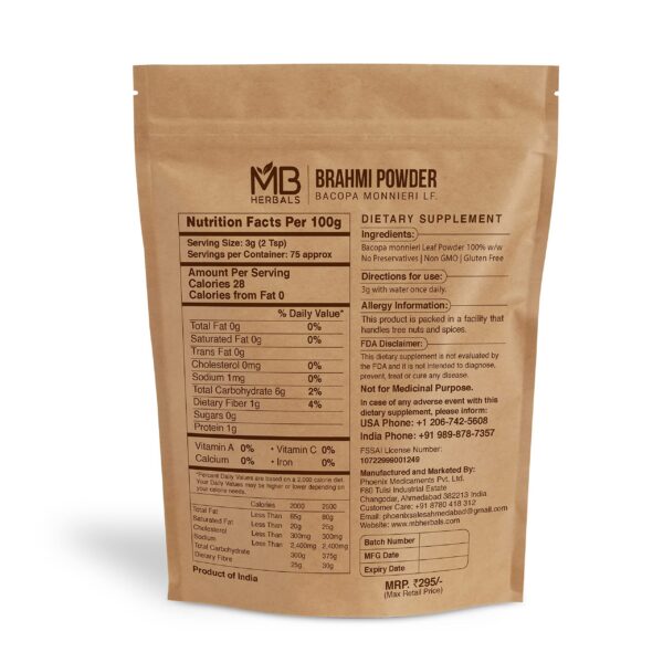 Etiqueta MB Herbals Brahmi Powder