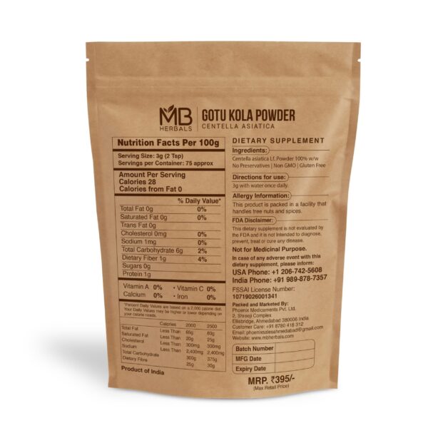 Version 1.0.0 Etiqueta MB Herbals Gotu Kola Powder