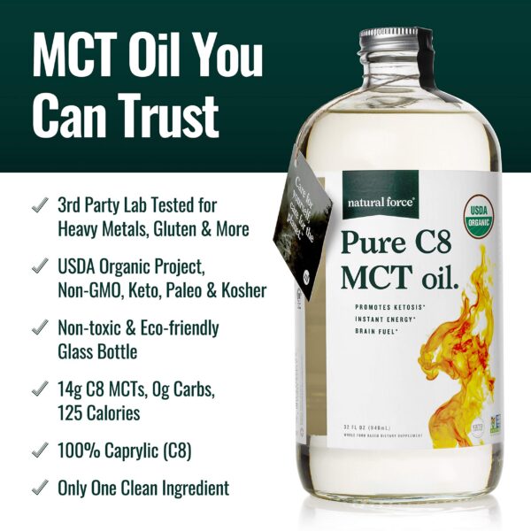 MCT oil bottle on counter