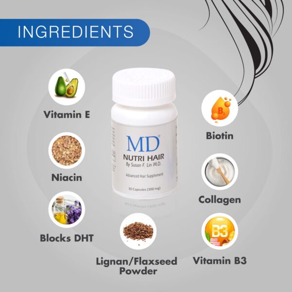 MD Nutri suplemento para caída y adelgazamiento de cabello
