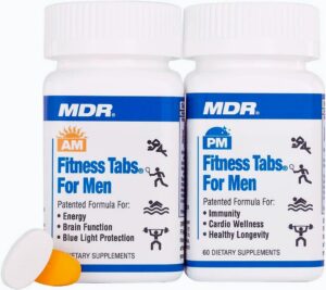 Frente del empaque MDR Fitness Tabs AM/PM