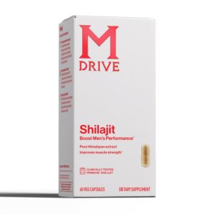 Version 1.0.0 Cápsulas Mdrive Shilajit para hombres caja frontal
