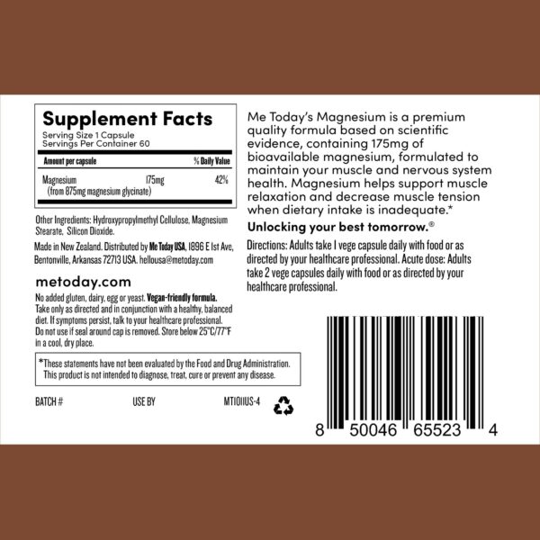 Cápsulas de magnesio glicinato en blíster