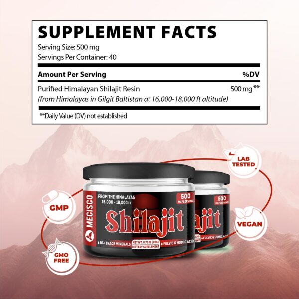 Interior de porciones Shilajit Himalayan