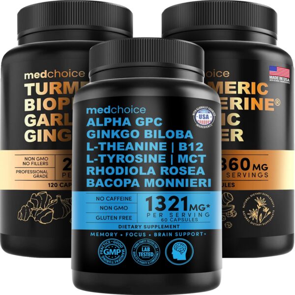 Frasco de suplemento de cúrcuma y jengibre MEDCHOICE