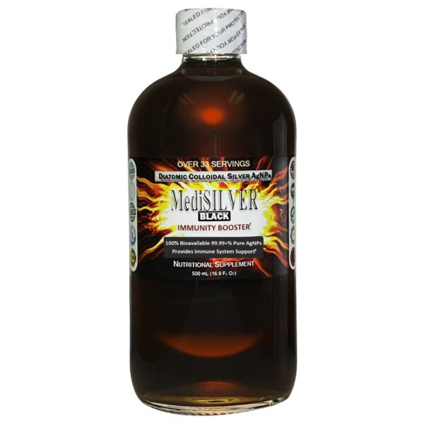 Version 1.0.0 Etiqueta de MediSILVER Black con marca Nutraneering