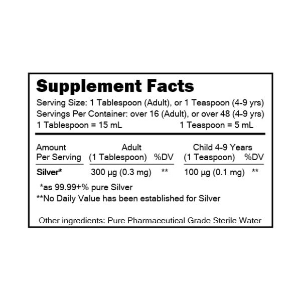 Vista lateral del frasco MediSILVER Clear 250 mL