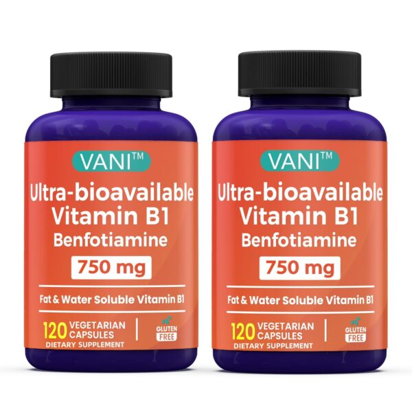 Cápsula y etiqueta de Mega Benfotiamine 750 mg