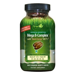 Mega Complejo Vitamina B Irwin Naturals botella 60 cápsulas blandas