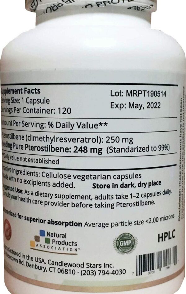 Etiqueta del producto Mega Pterostilbene