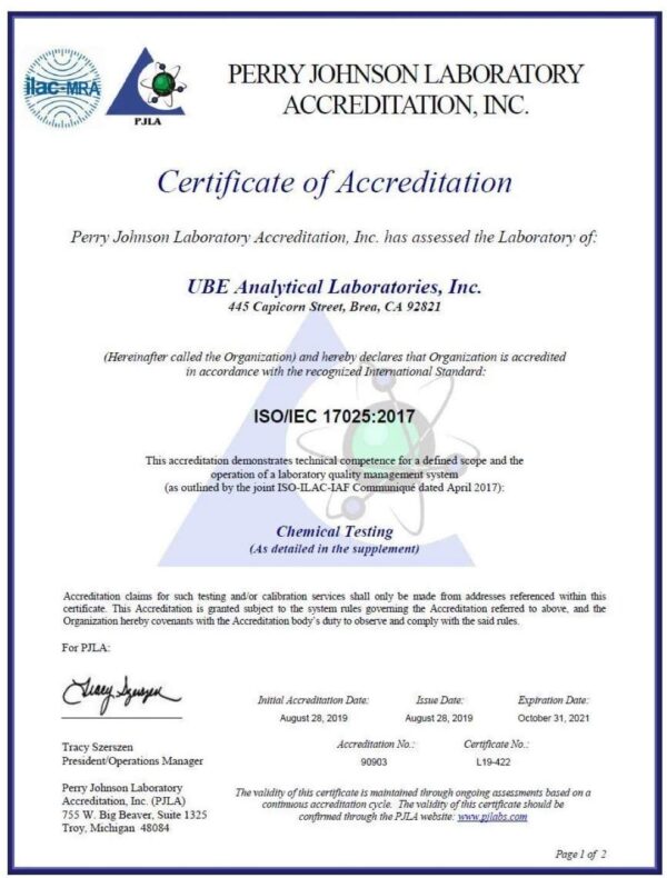 Detalles de pureza 99% en etiqueta