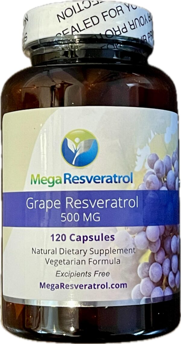 Frente de Mega Resveratrol con piel de uva roja