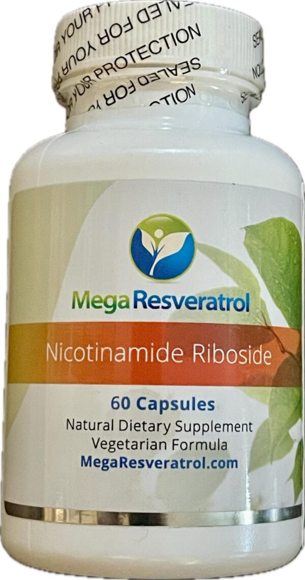 Version 1.0.0 Mega Resveratrol NR botella frontal