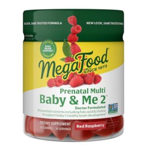 MegaFood Baby & Me 2 gomitas vitaminas prenatales frambuesa