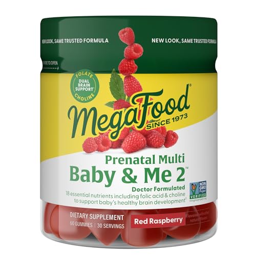 MegaFood Baby & Me 2 gomitas vitaminas prenatales frambuesa