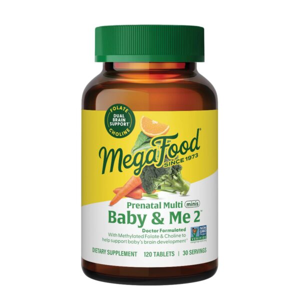 MegaFood Baby & Me 2 vitaminas prenatales 120 mini tabletas