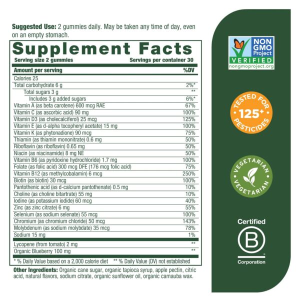 Envase MegaFood multivitaminas hombres 60 gomitas