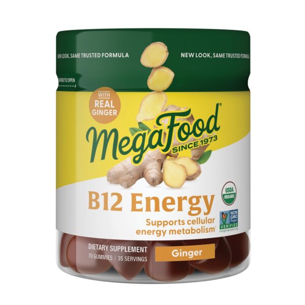 MegaFood gomitas vitamina b12 energía vegano jengibre 70 unidades