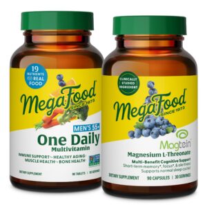 Frente del bundle MegaFood Men 55+ y Magtein