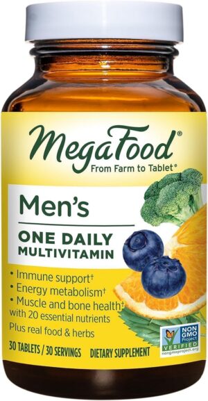MegaFood multivitamínico diario para hombres botella