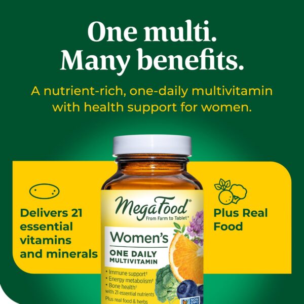 MegaFood multivitamínico femenino ingredientes naturales y frutas