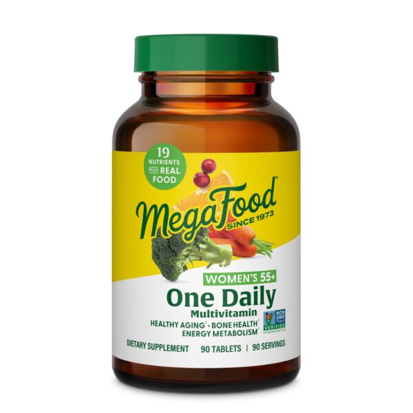 MegaFood multivitamínico mujer 55+ frasco con tabletas