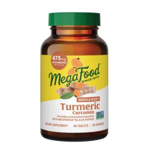 MegaFood suplemento de cúrcuma con pimienta negra y vitamina C en tabletas