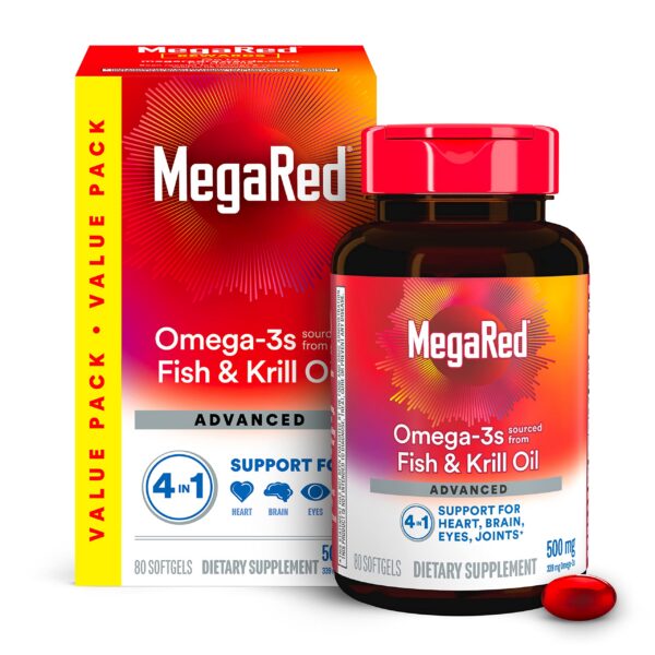 Botella de MegaRed Omega-3 Aceite de Pescado y Krill 500mg
