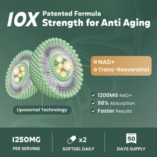 Detalle de la botella de cápsulas MEGNETA NAD+ liposomal