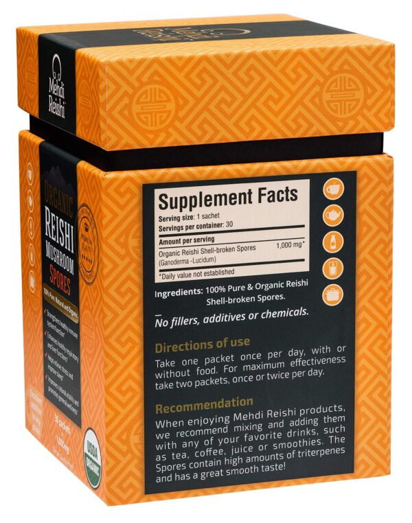 Paquete de esporas orgánicas Reishi frontal