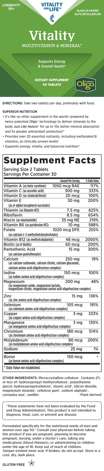 Etiqueta frontal Melaleuca Vitality