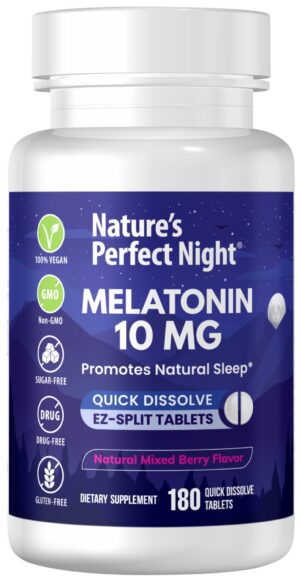 Melatonina 10 mg Nature's Perfect Night frasco 180 tabletas