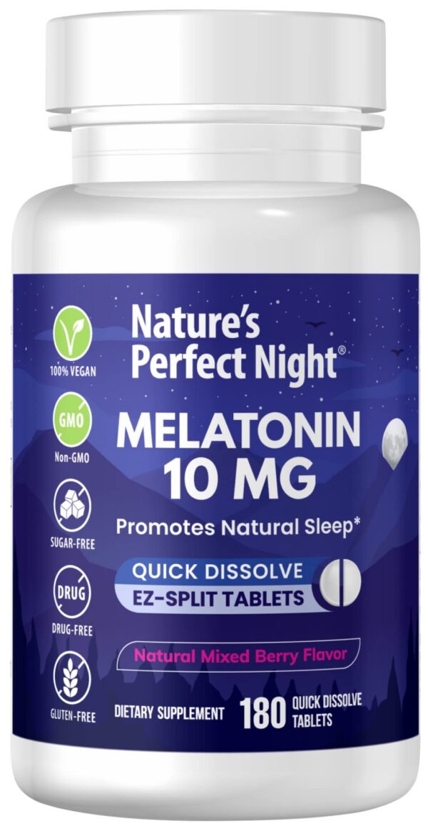 Melatonina 10 mg Nature's Perfect Night frasco 180 tabletas