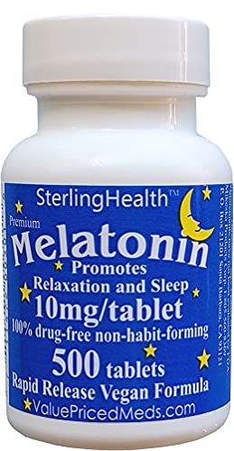 Melatonina 10 mg 500 tabletas veganas suplemento sueño rápida disolución