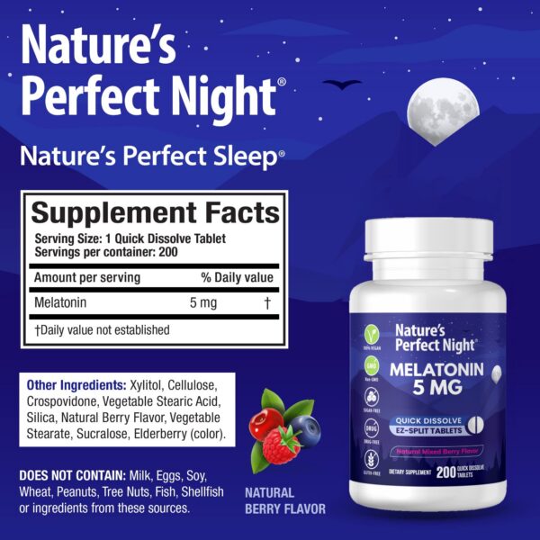 Melatonina 1mg para niños Nature's Perfect Night 100 tabletas masticables