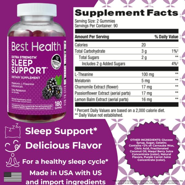 Melatonina 5 mg por porción en gomitas para adultos