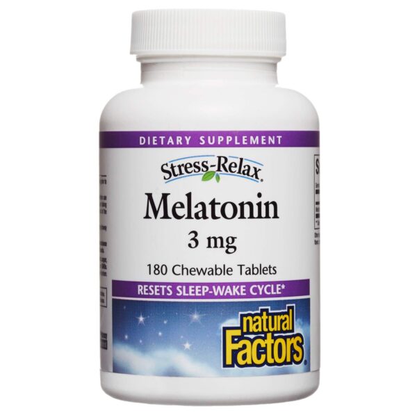 Version 1.0.0 Melatonina Natural Factors 3 mg tableas masticables frasco