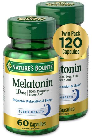 Melatonina Nature's Bounty 10mg cápsulas para dormir 60 unidades paquete doble