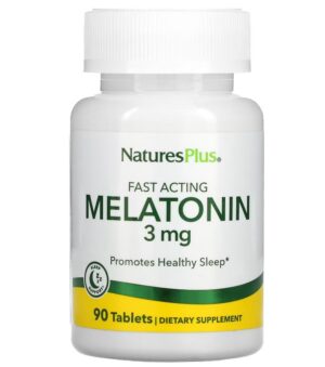 Melatonina Natures Plus 3mg paquete frontal vegano sin gluten