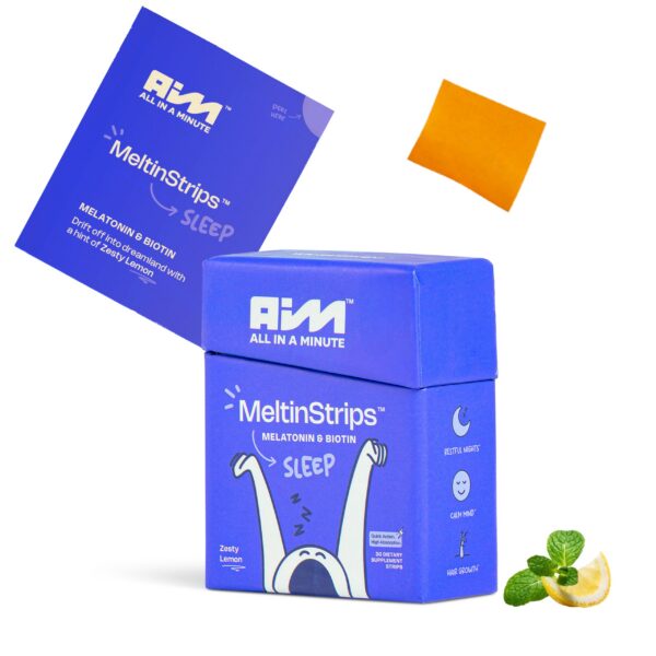 MeltinStrips tiras orales melatonina sabor limón paquete morado