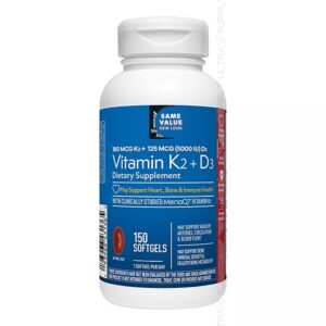 Members Mark cápsulas blandas vitamina k2 y d3 botella frontal