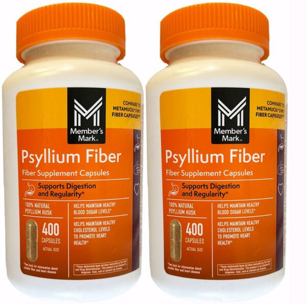 Member's Mark cápsulas fibra psyllium frasco primer plano