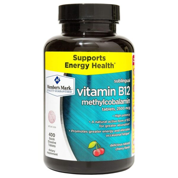 Member's Mark vitamina b12 sublingual rápida absorción sabor cereza
