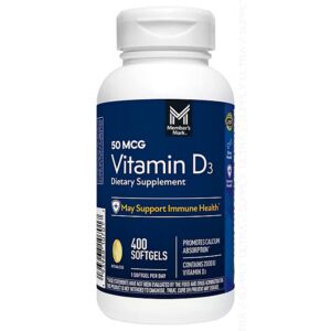 Members Mark vitamina d3 2000 iu cápsula blanda frontal