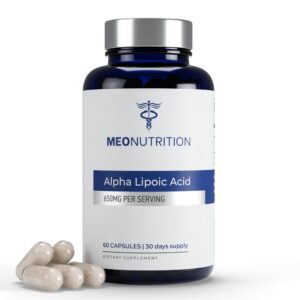 Frasco de Meo Nutrition Alpha Lipoic Acid 650 mg