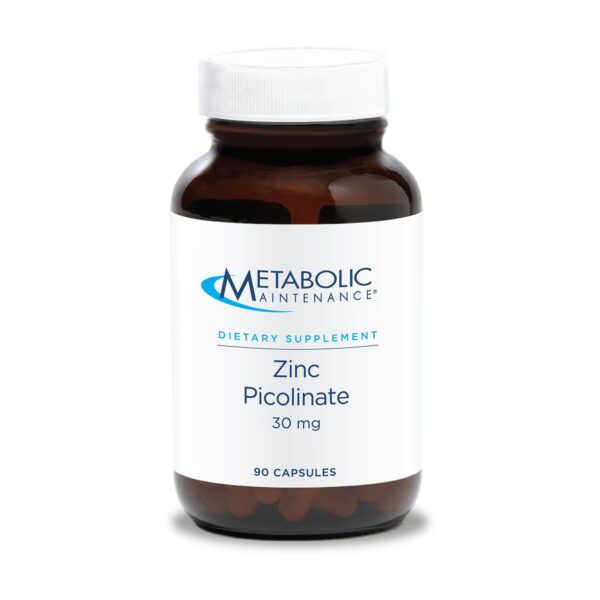 Frente de botella Metabolic Maintenance Zinc Picolinate 30 mg